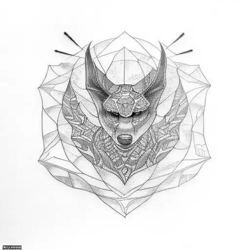 A Tattoo Of A Car With Dotwork Shading And Geometric Patterns