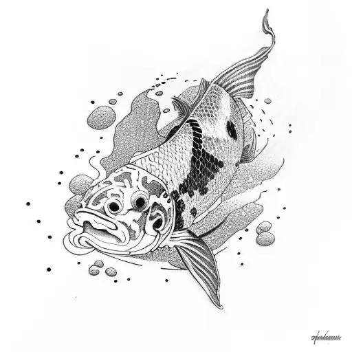 Koi Fish With Red And Black