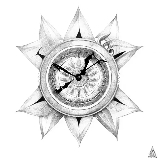 A Trident Intertwined With A Clock Mechanism