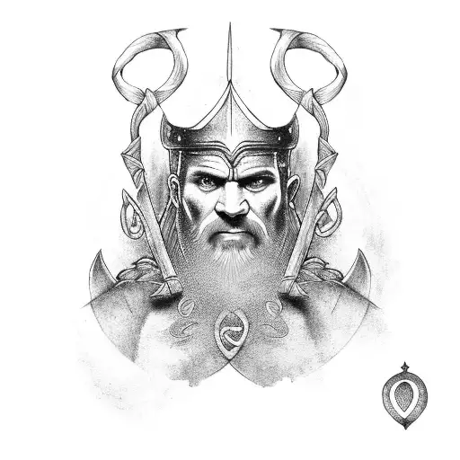 Celtic Warrior With Woad Under Oak Tree