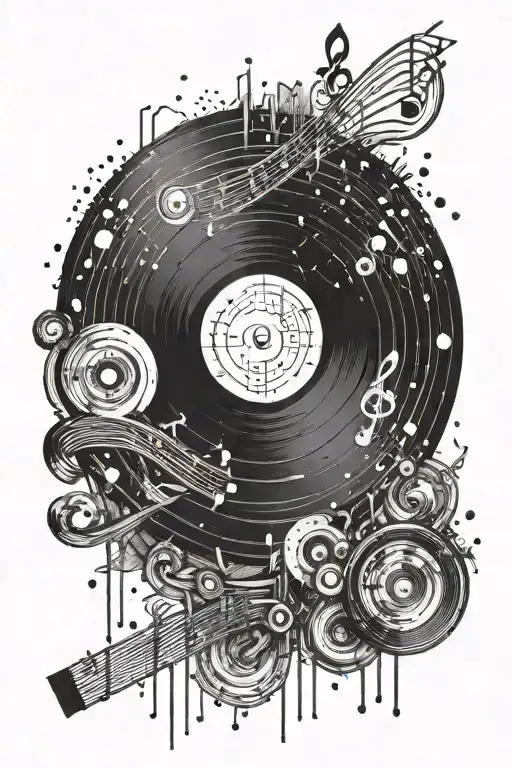 Incorporate A Vinyl Record With Music Notes In A Tattoo Design