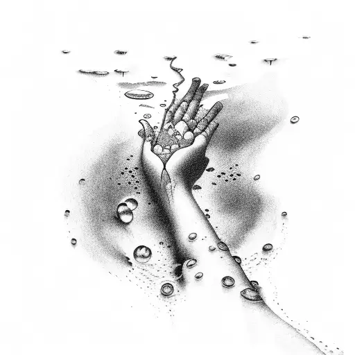 One Hand Sticking Out Of A Water Puddle