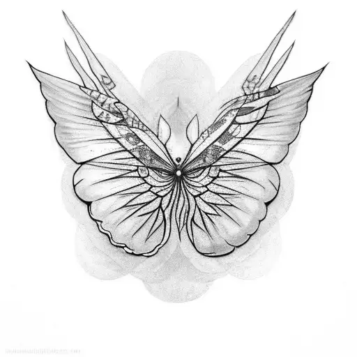 A Buterfly But One Of The Wings Is A Snake