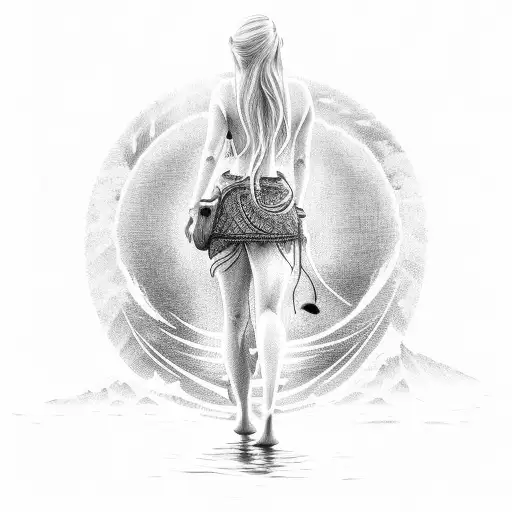 Person Walking On Water With Boat