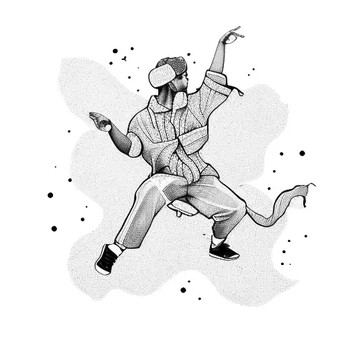 Hip Hop Dancer Surrounded By Swirling Social Media Icons