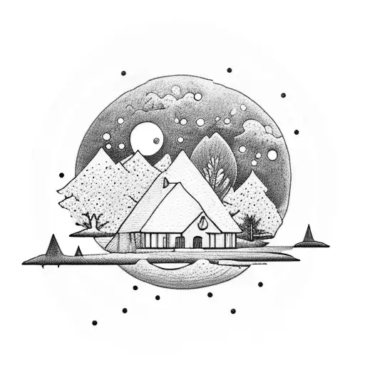 A Peaceful Home Nestled Within A Sleeping Moon