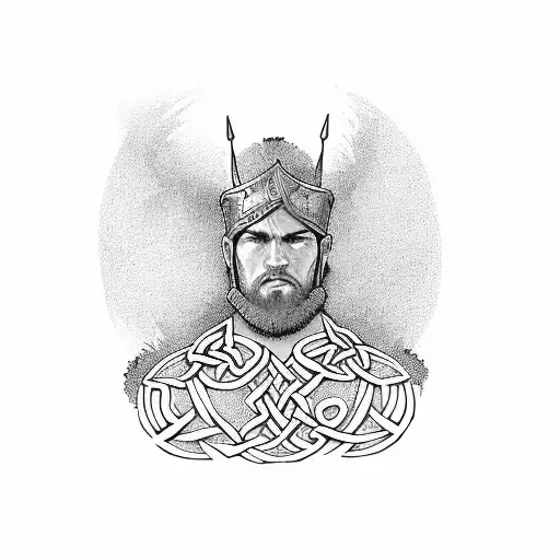 Celtic Warrior Under Oak Tree