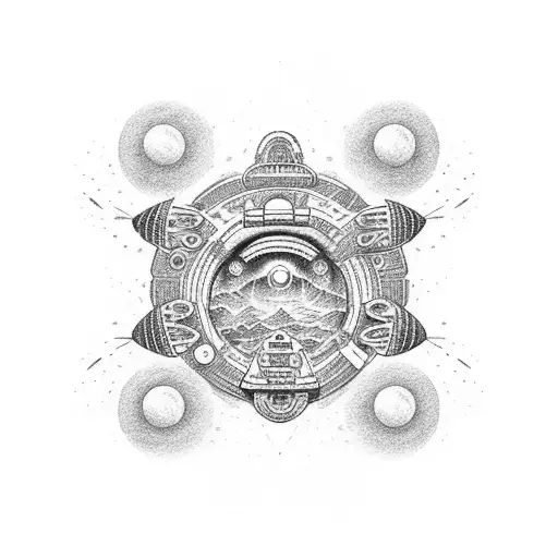 Dotwork Depiction Of A Mesmerizing Astronaut Floating Among Celestial Bodies