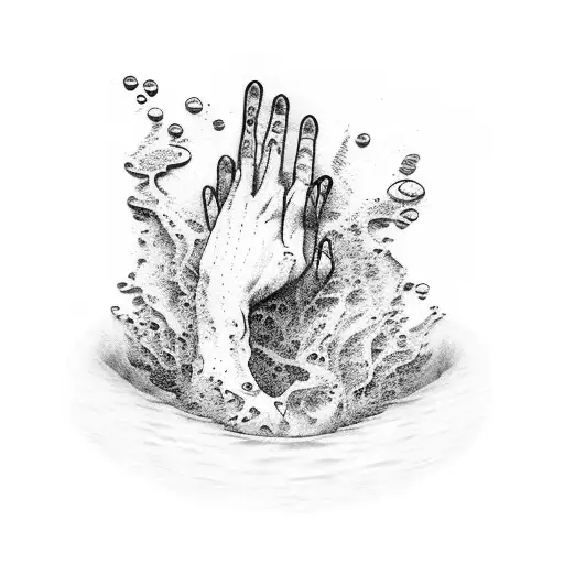 One Hand Sticking Out Of A Water Puddle Reaching For Help