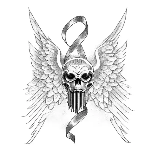 Lung Cancer Ribbon With Angel Wings