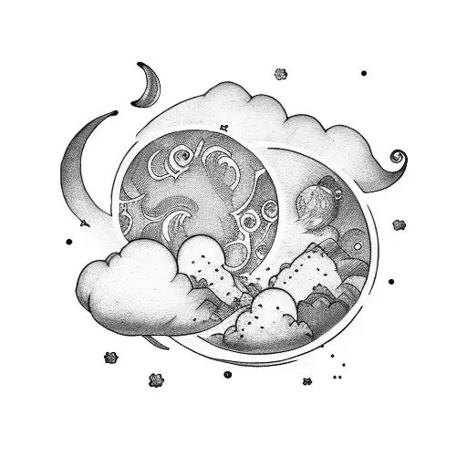 Cloud And Phases Of Moon