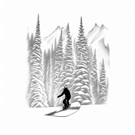 Snowboarding On A Mountain With A Forest Landscape In The Background