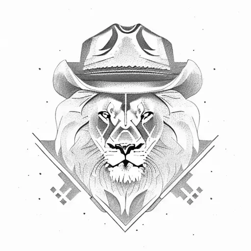 Lion Wearing A Cowboy Hat