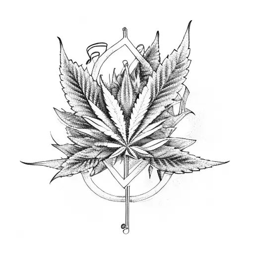 An Illustration Of A Cannabis Plant Intertwined With Music Notes
