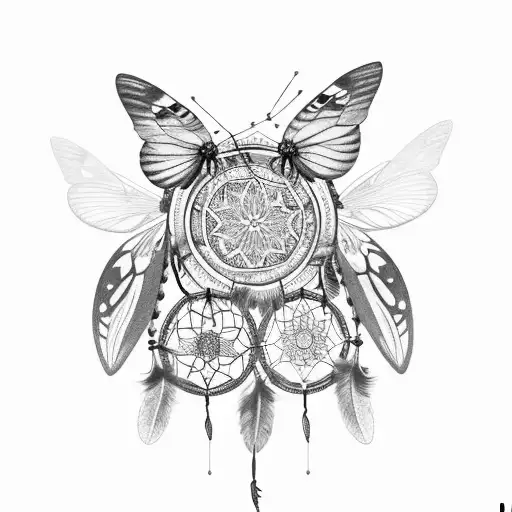 A Dreamcatcher With Intricate Butterfly And Moth Wings