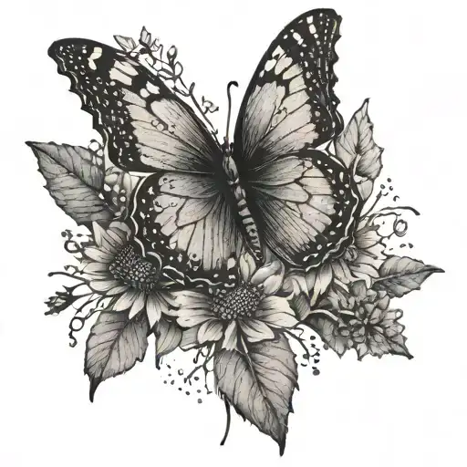 A Butterfly Resting On A Wildflower As The Sun Sets Over The Beach