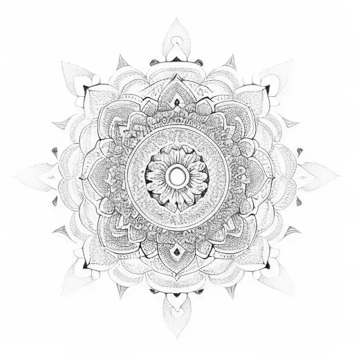A Mandala Tattoo With A Serene Buddha Meditating In The Center