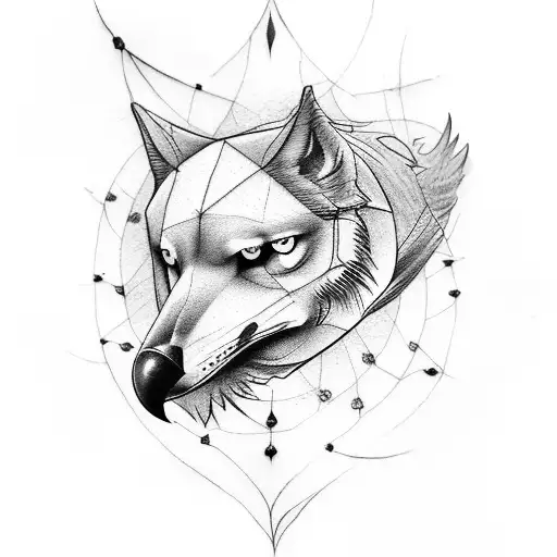 A Tattoo Featuring A Crow And A Wolf