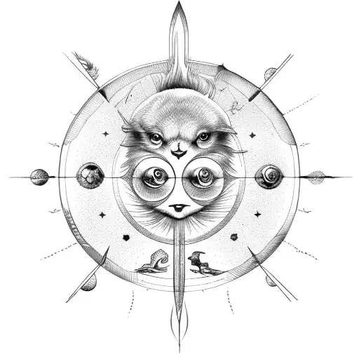 Astrological Sun With A Goose In The Centre In The Style Of Beatrix Potter