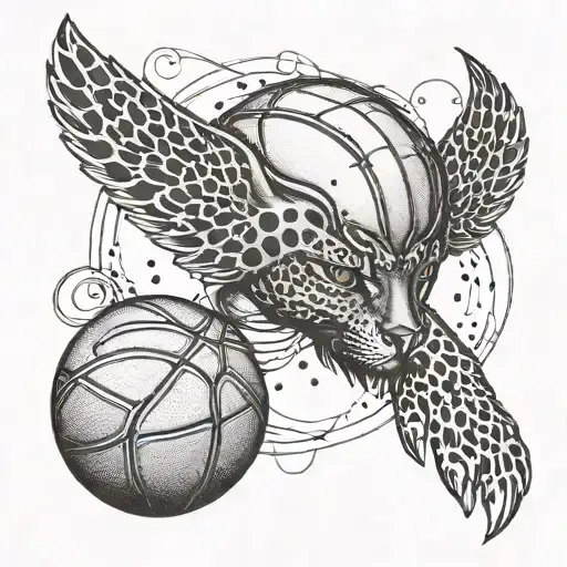 A Basketball Morphing Into A Leopard With Angel Wings