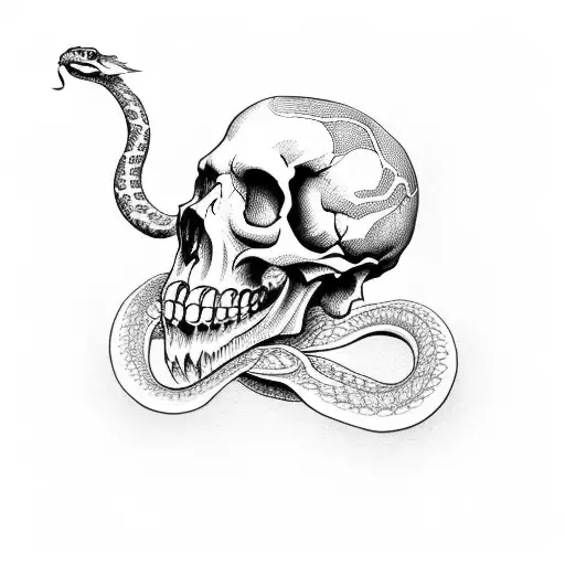 Skull With Snake In Mouth