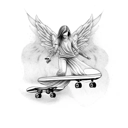 Angel Riding Skateboard