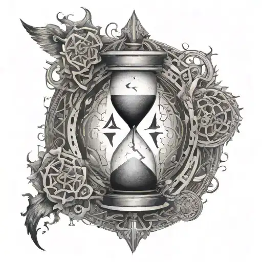 An Intricate Hourglass With Shamanic Symbols And War Motifs