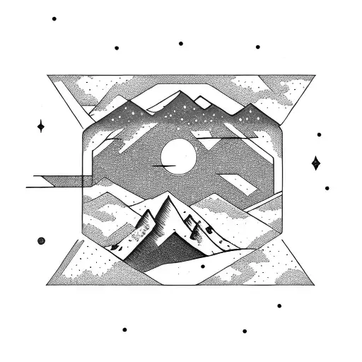 Night Arm Band For Mountain With Pine Forest And Saggitarius Constellation