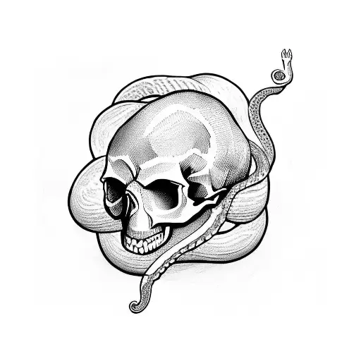 A Skull With A Snake Snaking Between The Eyeholes