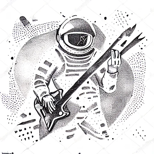 Astronaut Smashing A Guitar