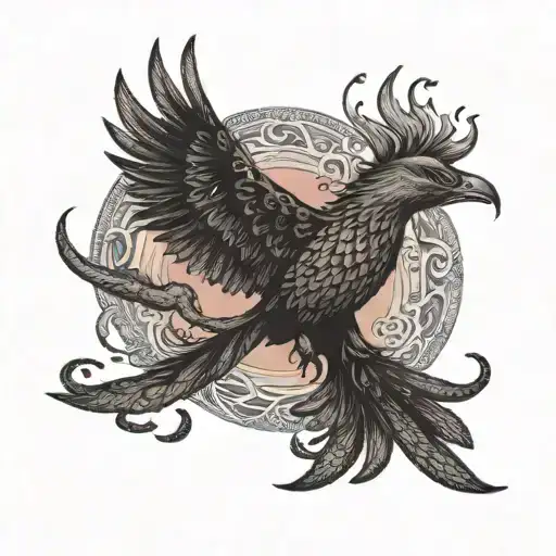 Rising Phoenix And Red Sky