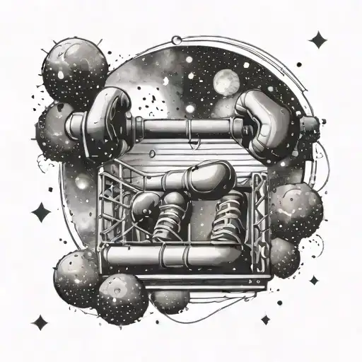 A Boxing Ring Surrounded By A Galaxy Filled With Music Symbols