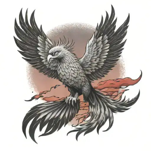 Rising Phoenix And Red Sky Woman Warrrior