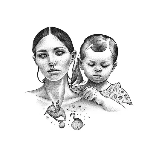 A Silhouette Of A Mother And Child Playing