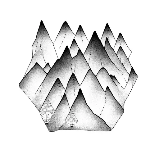A Dotwork Tattoo Of A Minimalist Mountain Range With A Hidden Naruto Silhouette