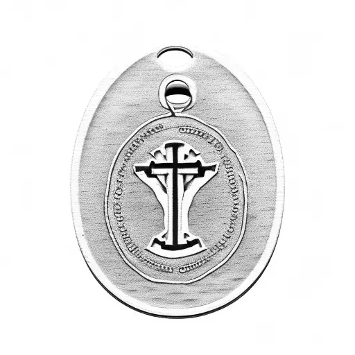 Dog Tag With Serenity Prayer On It Hanging From A Cross