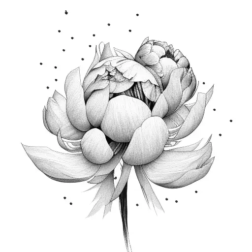Peonies Black And White Sketch