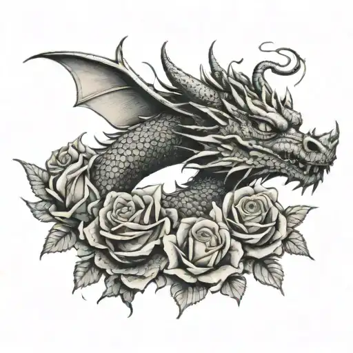 Dragon With Roses