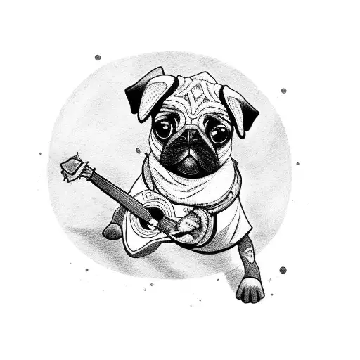 A Pug Playing A Guitar In A League Of Legends Themed Setting