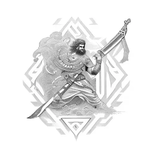 The Name Mark In Greek With A Sword Woven Through It