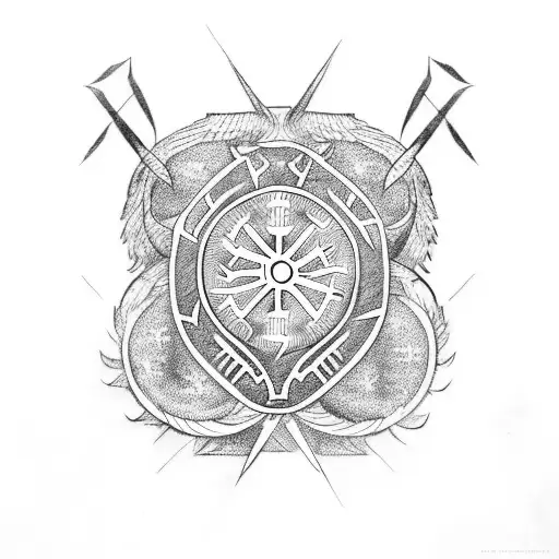 Vegvisir With Eagle And Americanflag