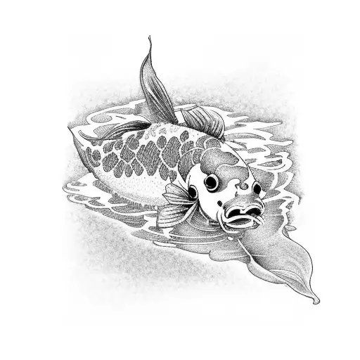 A Koi Fish Swimming Among Sunflowers