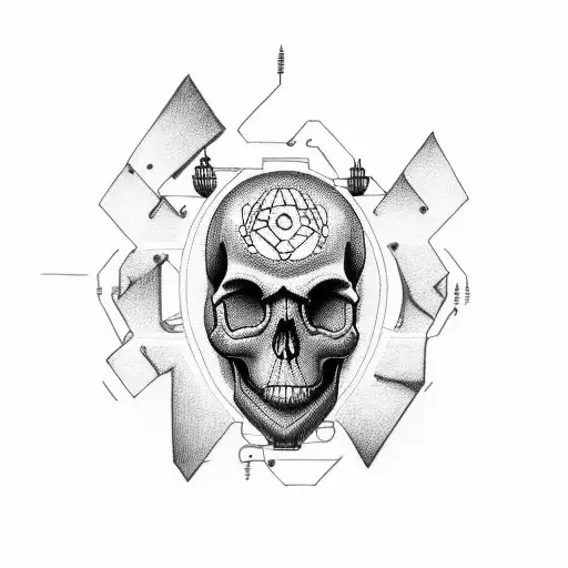 Skull Holding Wrench And Wire With 380 Volt Plug