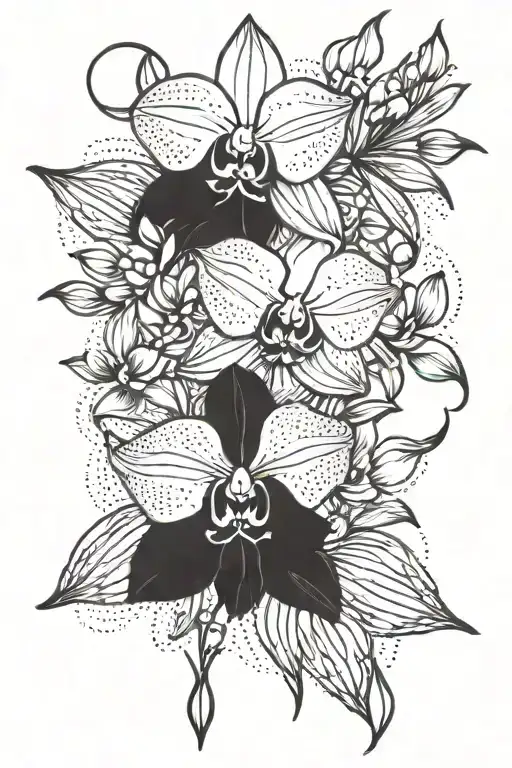 Bouquet With Orchid And Rose Intertwined