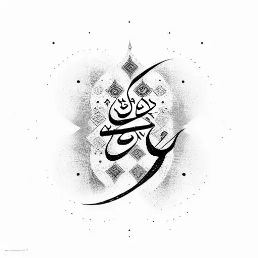 The Name 'Yassine' Written In Arabic Calligraphy With A Ying Yang Symbol Incorporated