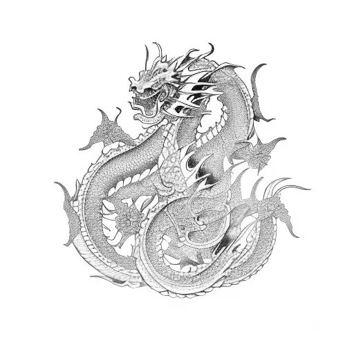 Japanese Dragon With Blossoms