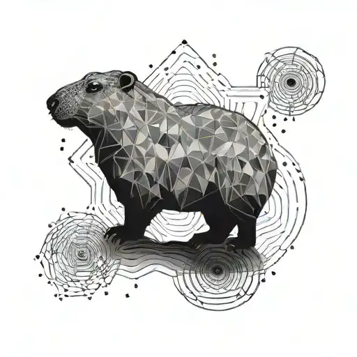 Abstract Geometric Design Incorporating Capybara Silhouette