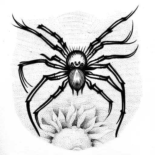 Spider Sitting On Sunflower