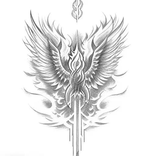 A Tattoo Of A Phoenix Rising From Its Ashes