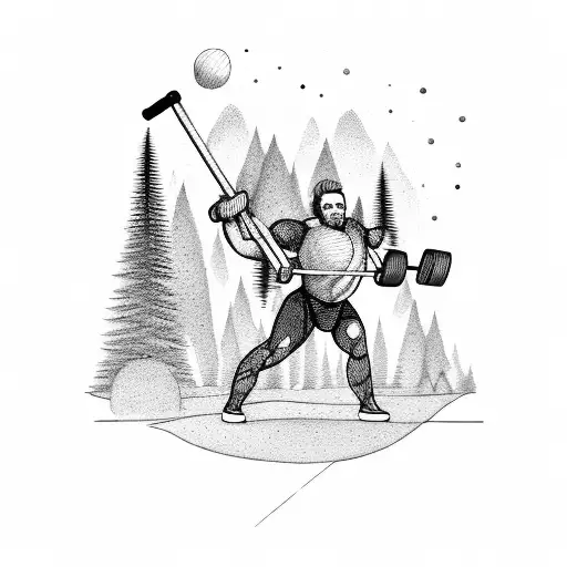 A Weightlifter Lifting A Barbell With A Forest Landscape As The Background